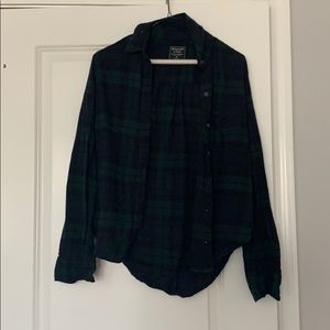 Blue and green plaid flannel